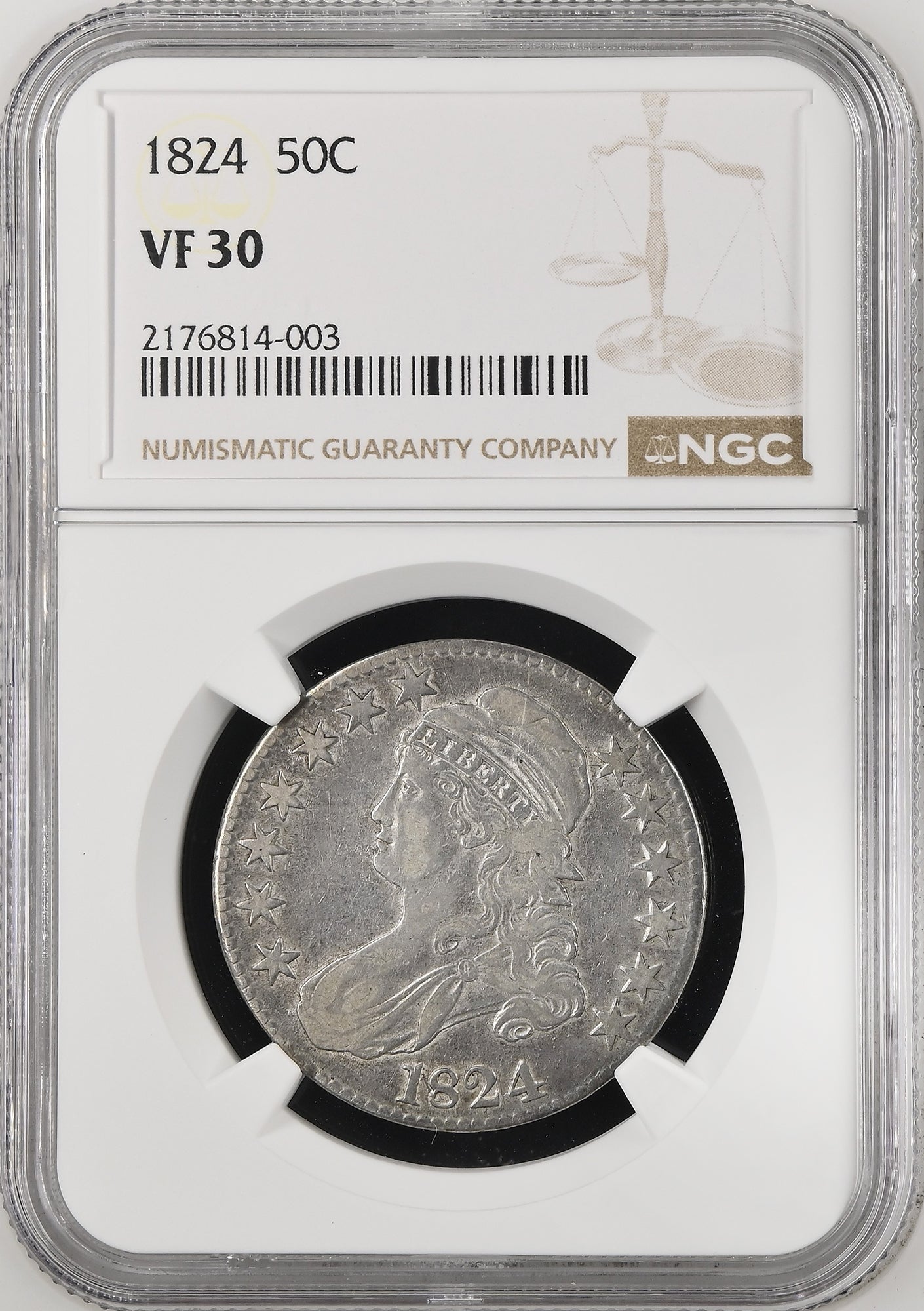 1824 50C Capped Bust NGC VF30