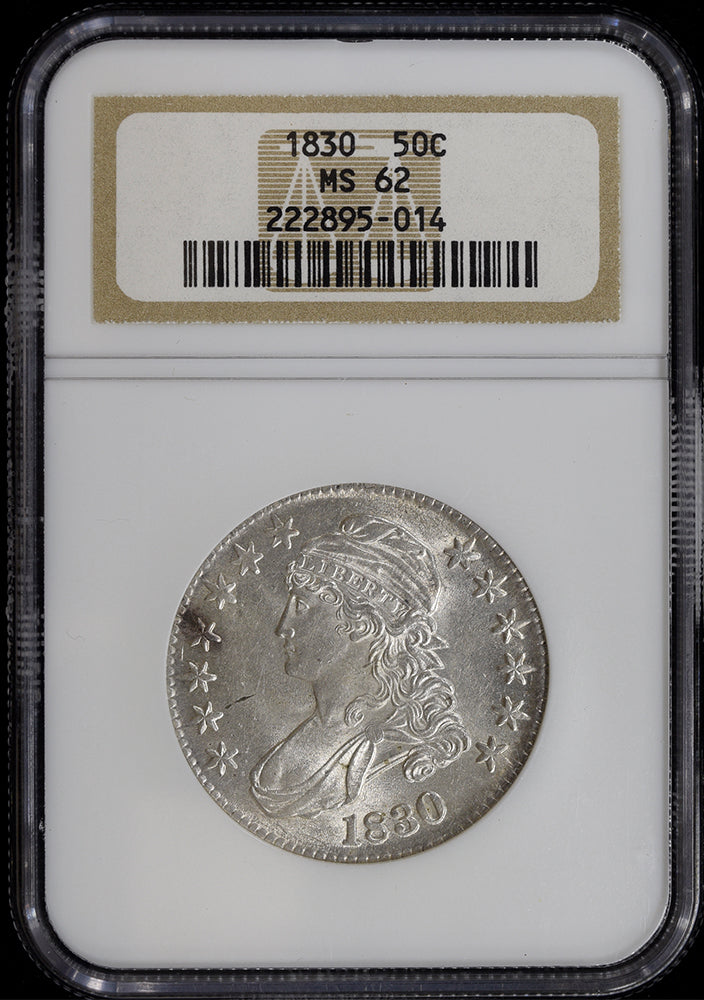 1830 50C Capped Bust NGC MS62 Frosty White BU