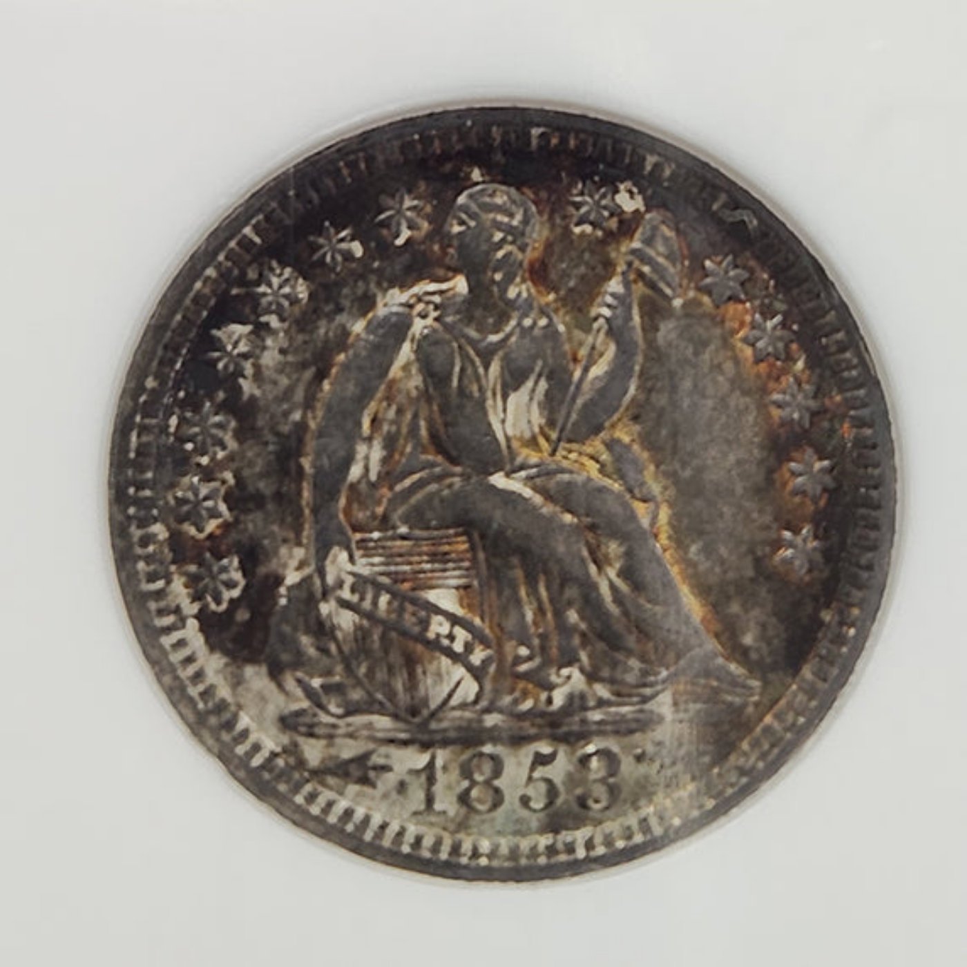 1853 Arrows H10C Half Dime NGC MS61