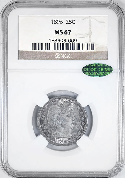 1896 25C Barber NGC MS67 CAC