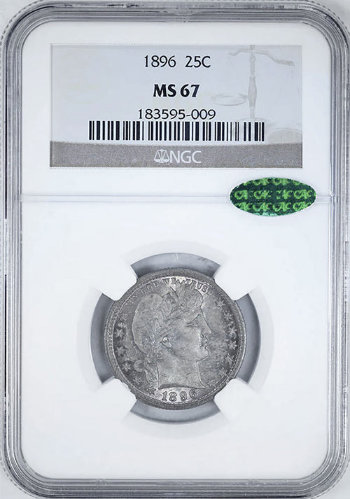 1896 25C Barber NGC MS67 CAC