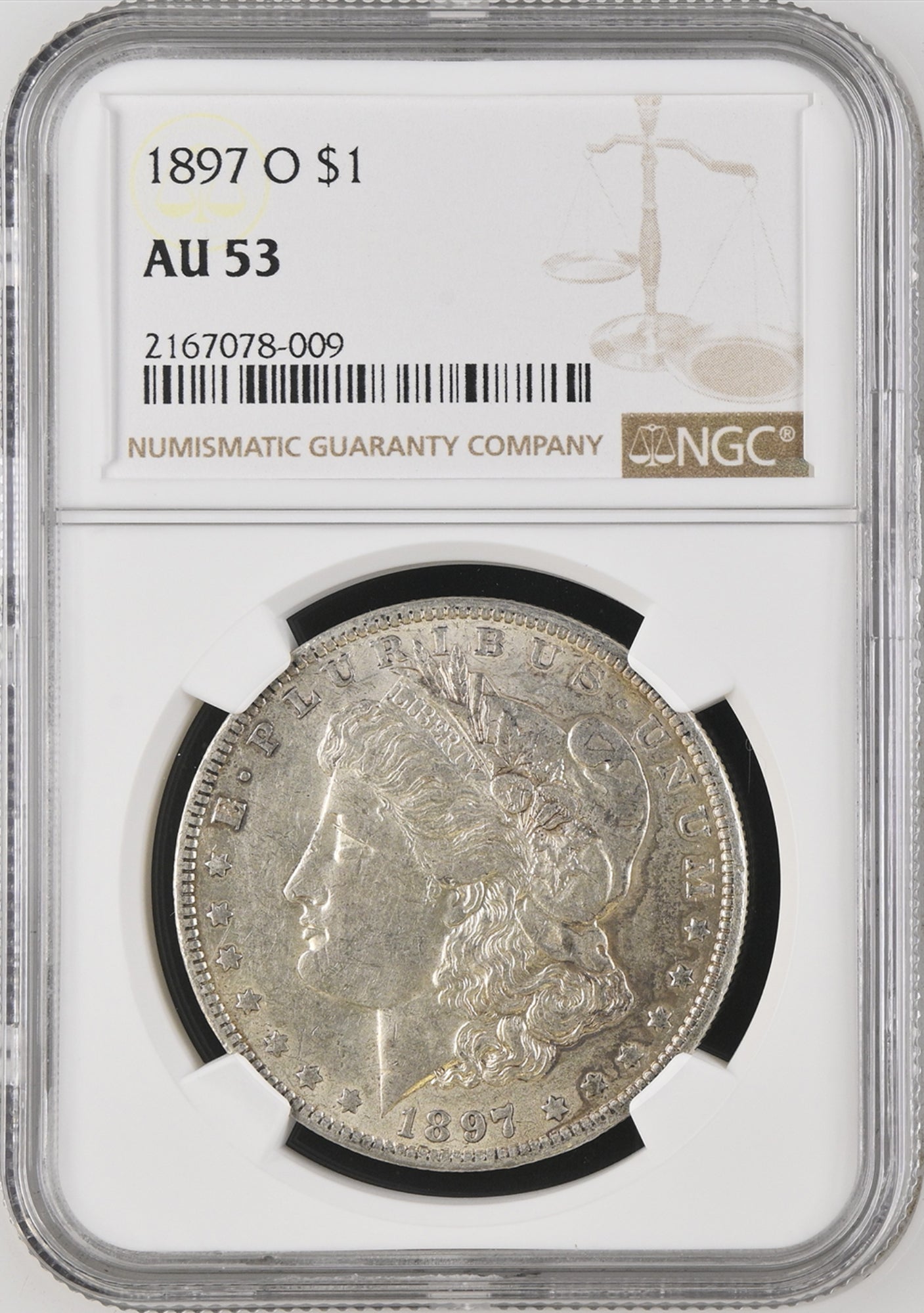 1897-O $1 Morgan NGC AU53