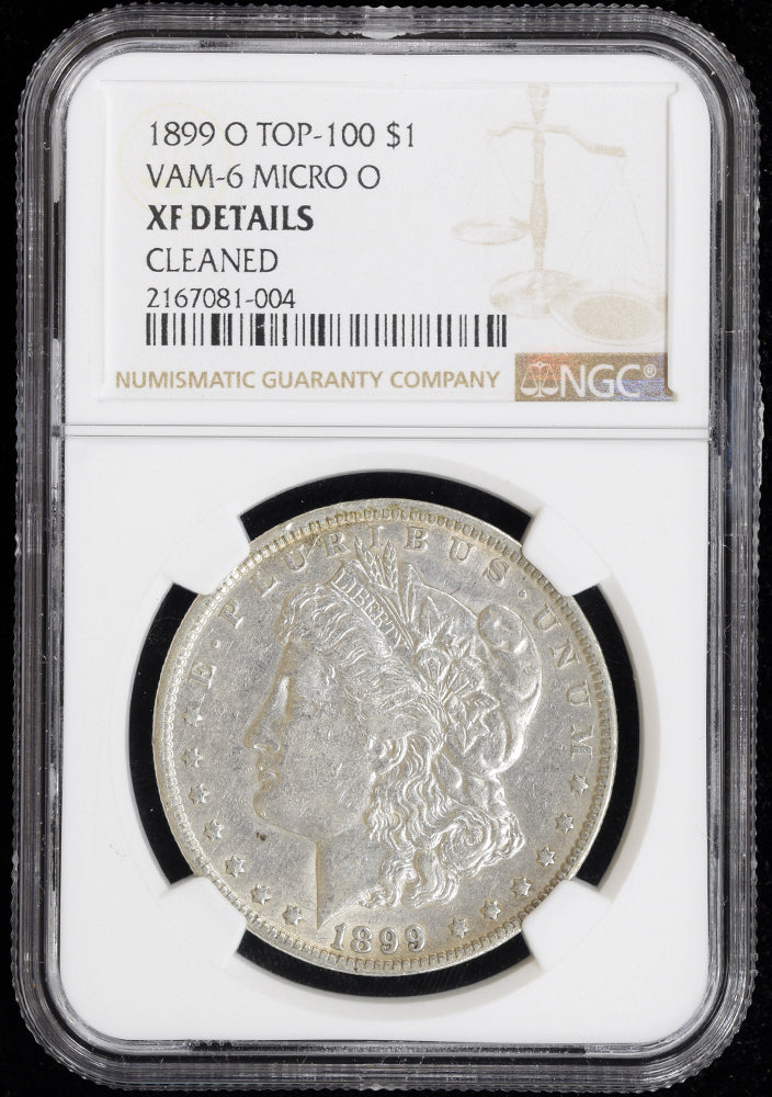 1899-O $1 Morgan Top-100 VAM-6 Micro O NGC XF Details Cleaned