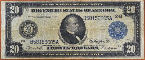 Series 1914 $20 Federal Reserve Note Fr. 971 Fine