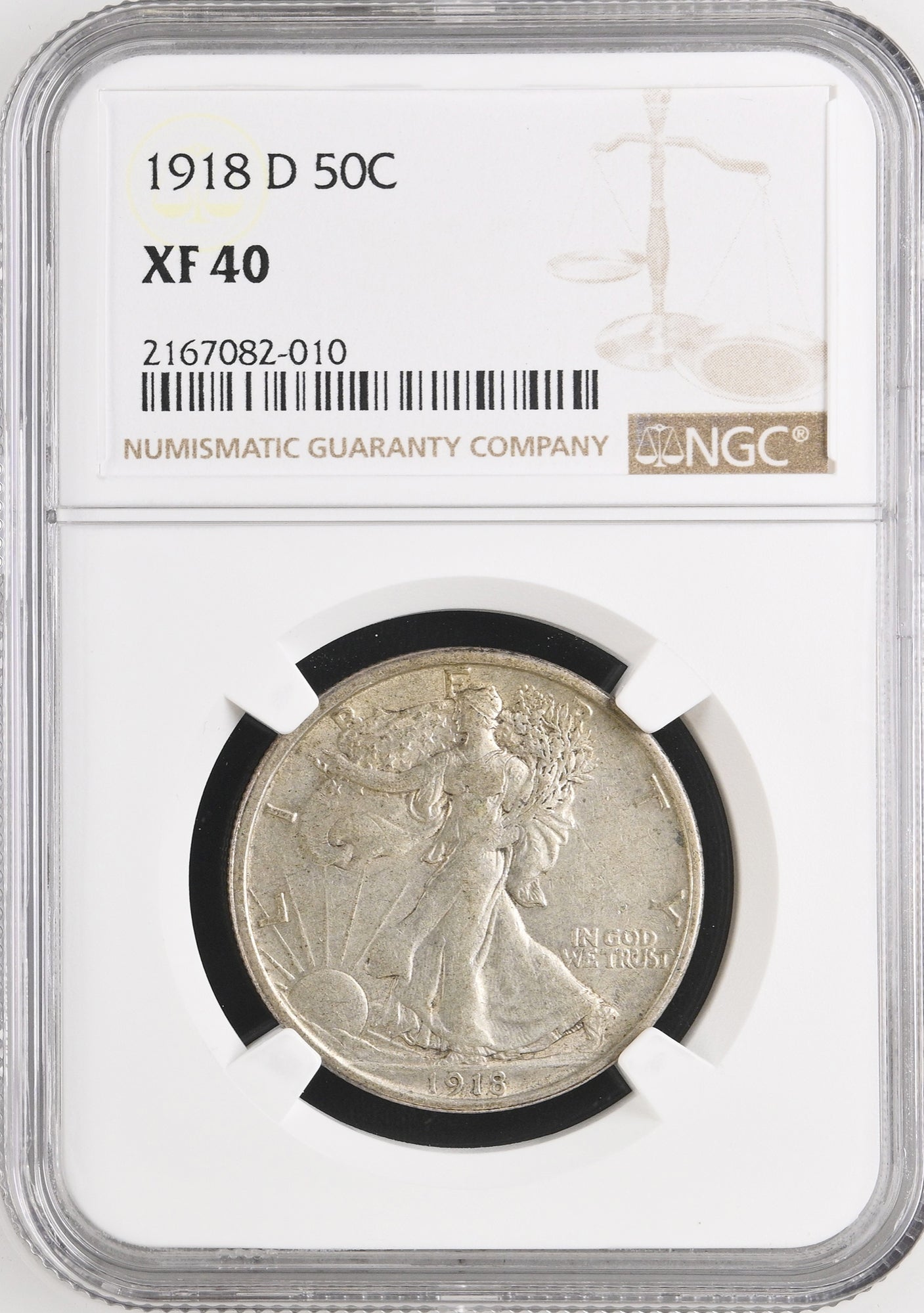 1918-D 50C Walking Liberty NGC XF40