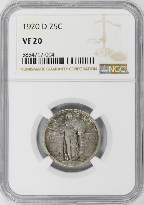 1920-D 25C Standing Liberty NGC VF20