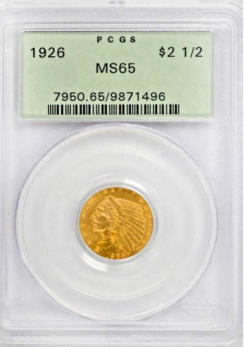 1926 $2.50 Gold Indian PCGS MS65