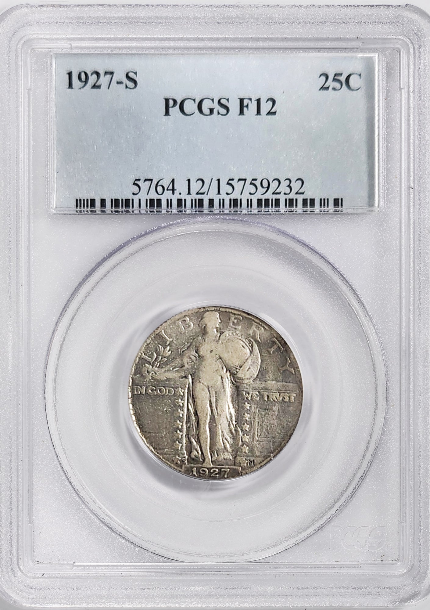 1927-S 25C Standing Liberty PCGS F12
