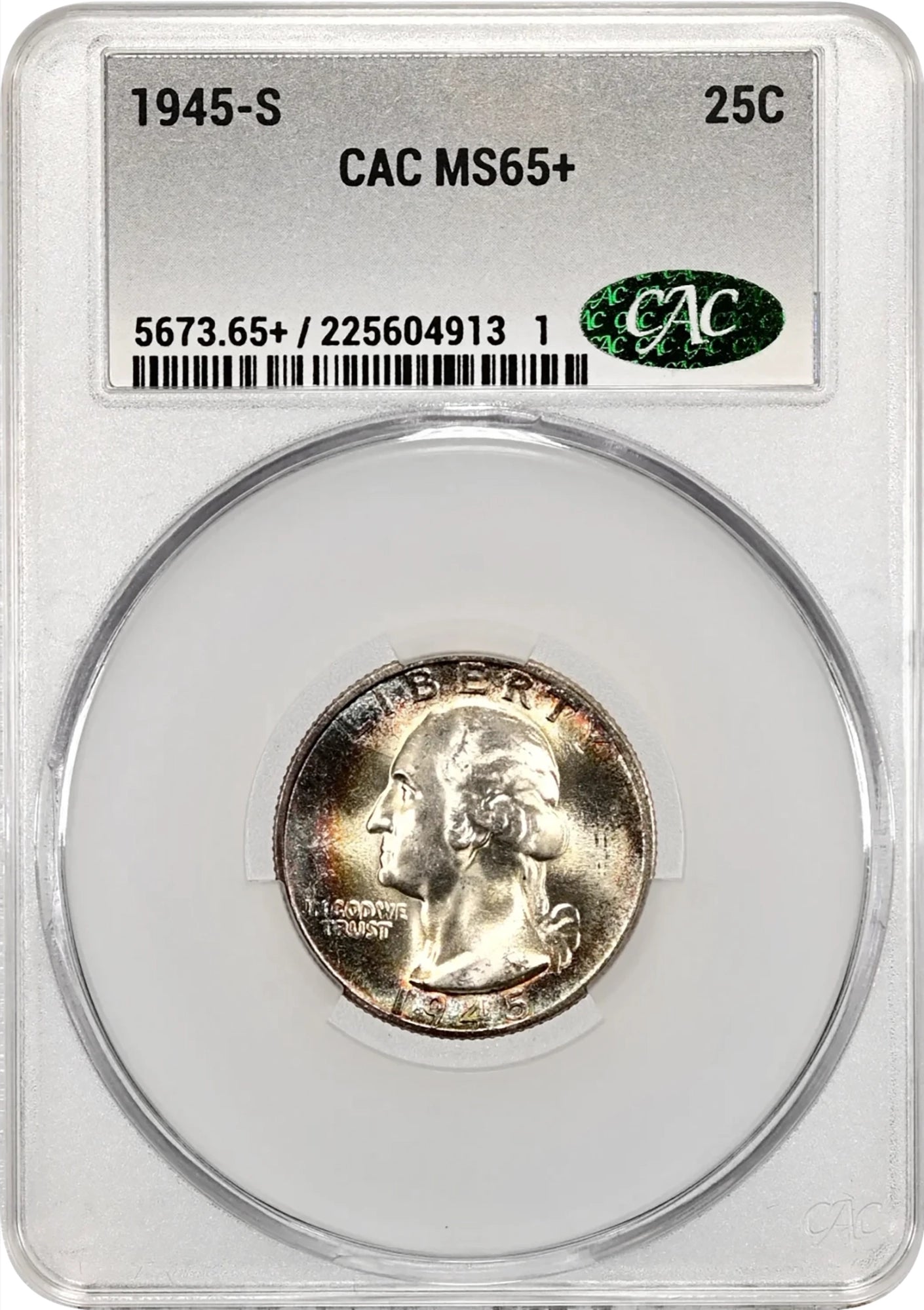 1945-S 25C Washington CACG MS65+