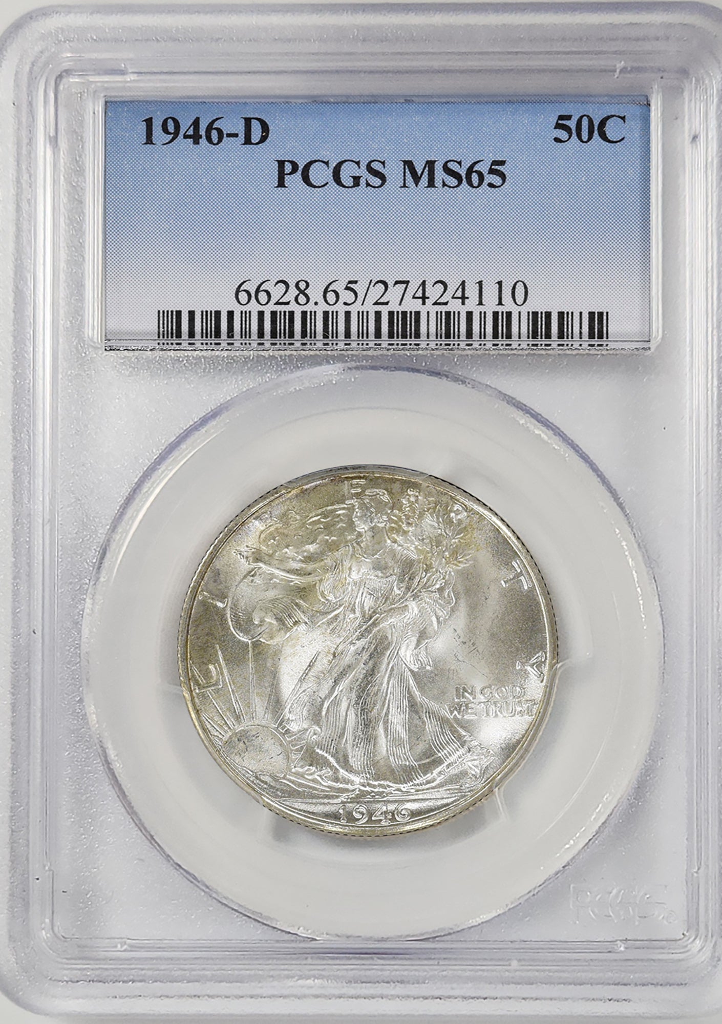 1946-D 50C Walking Liberty PCGS MS65