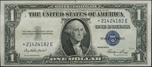 Series 1935E $1 Silver Certificate Star Note Fr. 1614* Blue Seal Gem Unc.