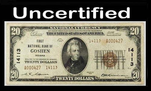 1929 $20 Ty-II First National Bank of Goshen, Indiana CH# 14113 Uncertified VF Scarce