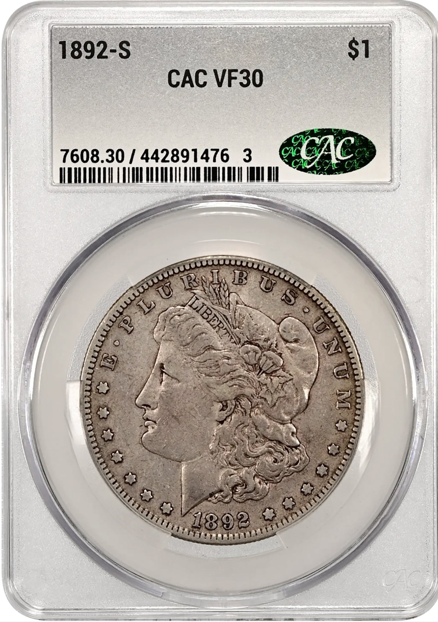 1892-S $1 Morgan CACG VF30