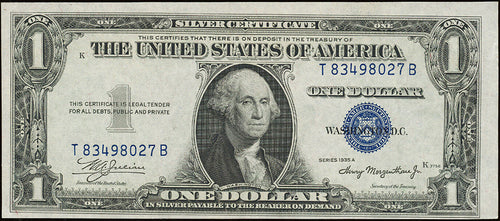 Series 1935A $1 Silver Certificate Fr.1608 Blue Seal Gem Unc. Rev. Off Center
