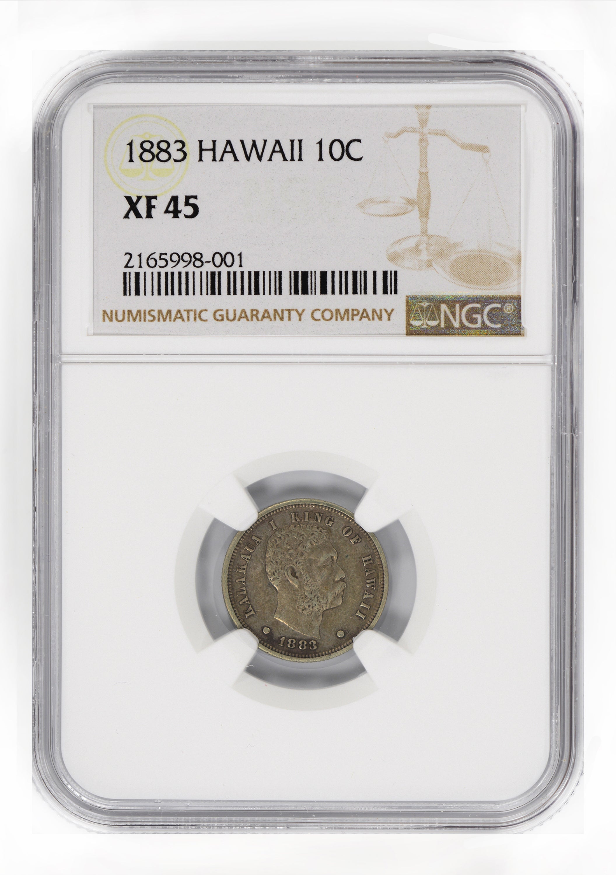 1883 Kingdom of Hawaii 10C NGC XF45