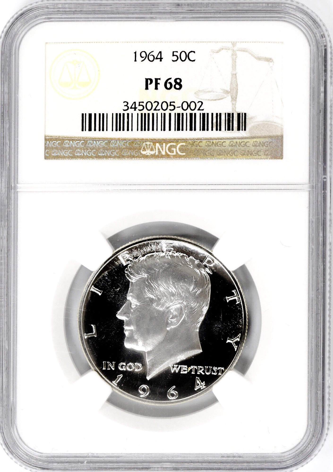 1964 50C Kennedy NGC PF68