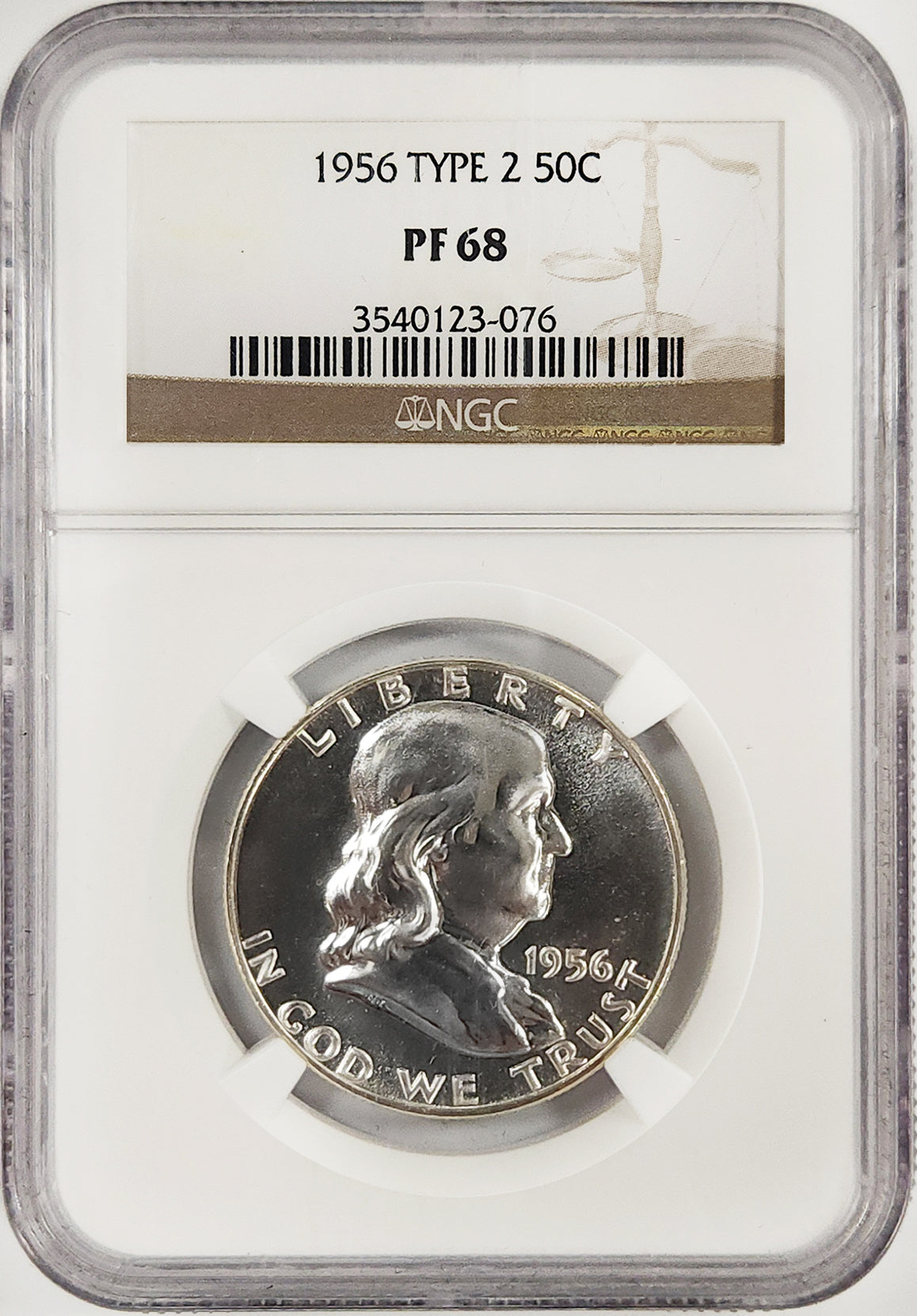 1956 Type 2 to 1963 50C Franklin Silver Proof 8-Coin Run NGC PF68