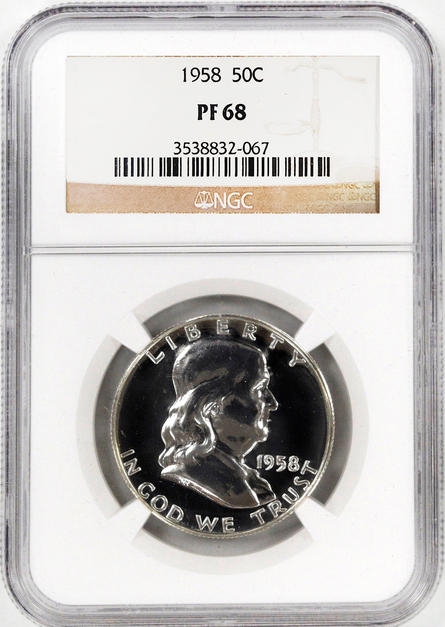 1956 Type 2 to 1963 50C Franklin Silver Proof 8-Coin Run NGC PF68