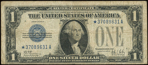Series 1928B $1 Silver Certificate Star Note Funnyback Fr. 1602* Blue Seal VG