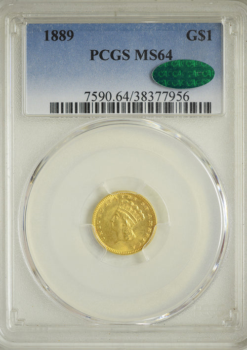 1889 $1 Gold Indian Head PCGS MS64 CAC