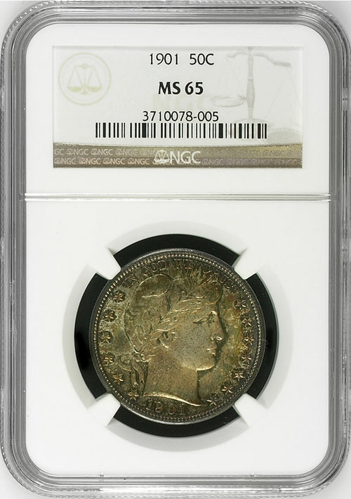 1901 50C Barber NGC MS65