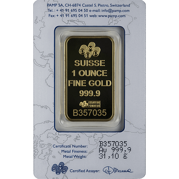 1 oz Gold Bar (Brands of our Choice)