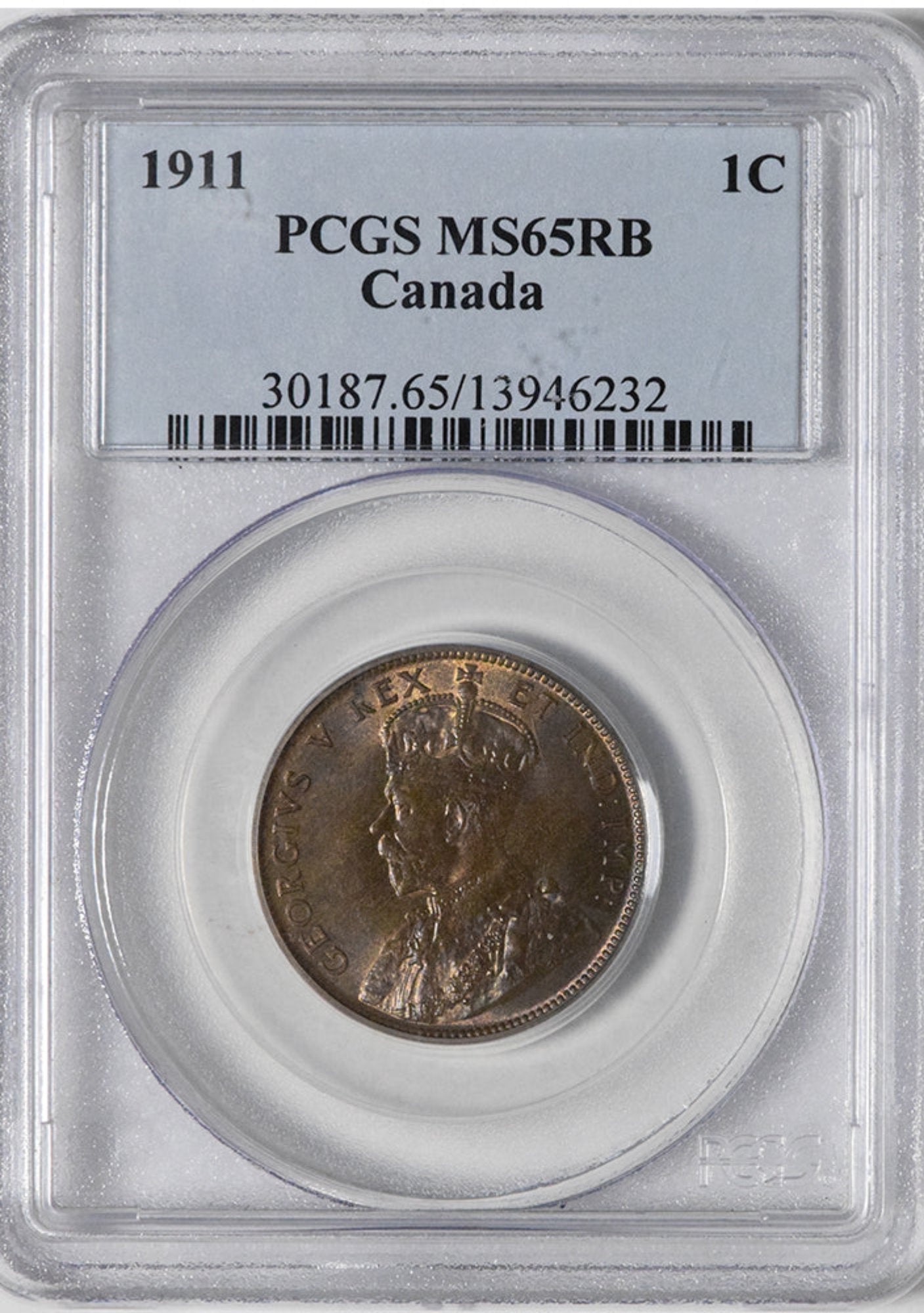1911 1C Canada PCGS MS65RB