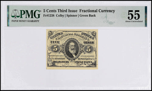 5 Cents Third Issue Fractional Currency Fr.1238 PMG AU55