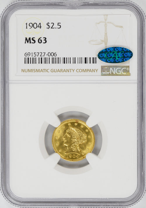 1904 $2.5 Gold Liberty NGC MS63 CAC