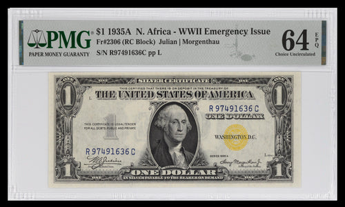 Series 1935A $1 N. Africa - WWII Emergency Issue Fr.2306 PMG 64EPQ Choice Unc.
