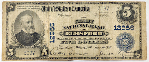 1902 $5 First National Bank of Elmsford, New York CH. #12956