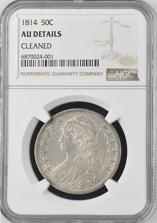 1814 50C Capped Bust NGC AU Details Cleaned