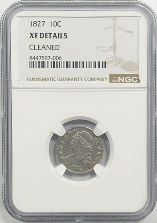 1827 10C NGC XF Details Cleaned