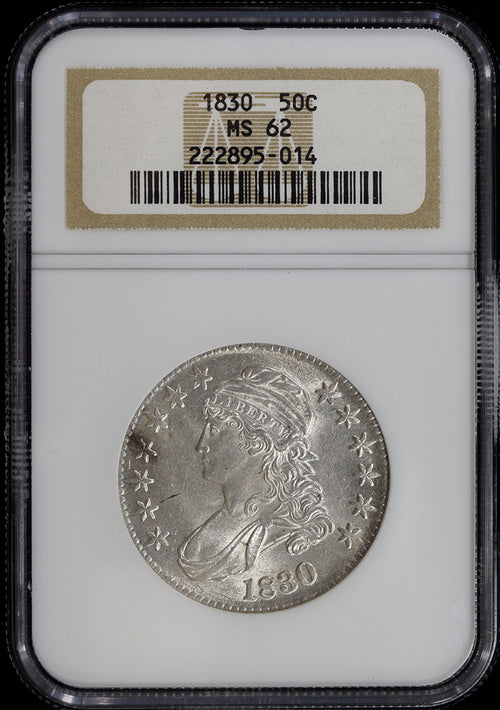 1830 50C Capped Bust NGC MS62 Frosty White BU
