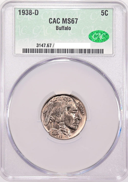 1938-D 5C Buffalo Nickel CACG MS67