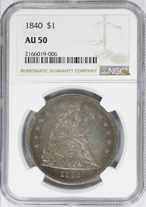 1840 $1 Seated Liberty NGC AU50