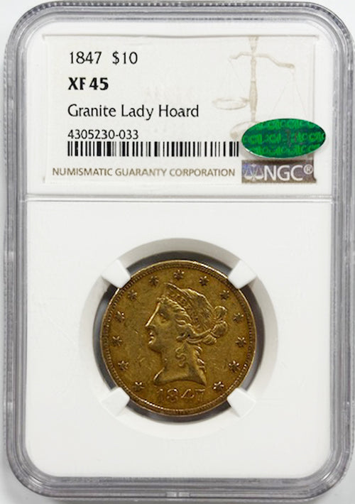 1847 $10 NGC XF45 CAC