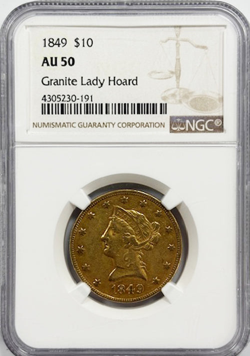 1849 $10 NGC AU50