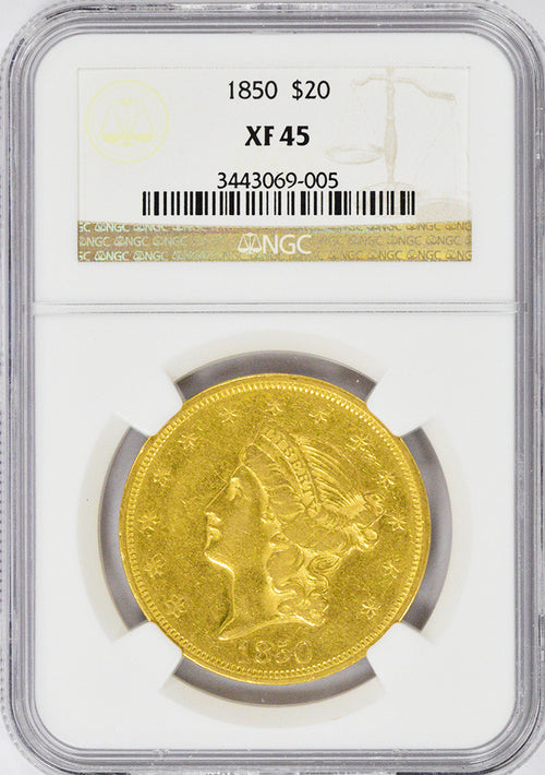 1850 $20 Gold Liberty NGC XF45