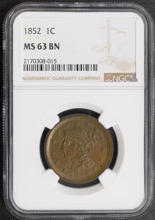 1852 1C Large Cent NGC MS63 BN