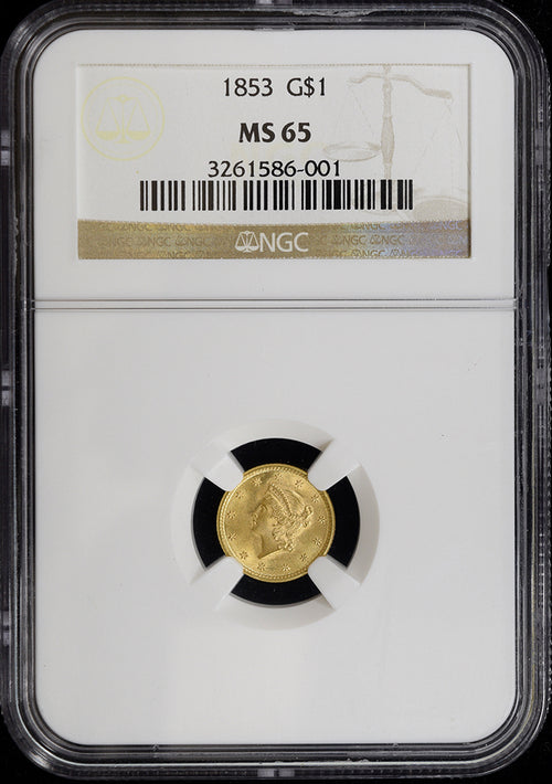 1853 $1 Gold Liberty NGC MS65