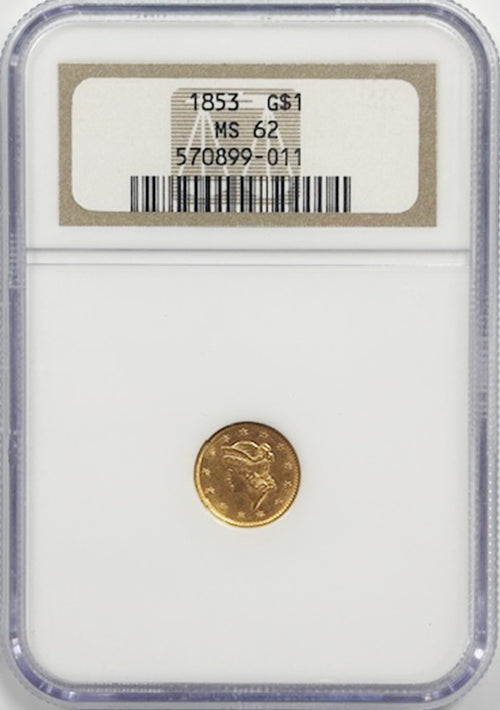 1853 G$1 NGC MS62