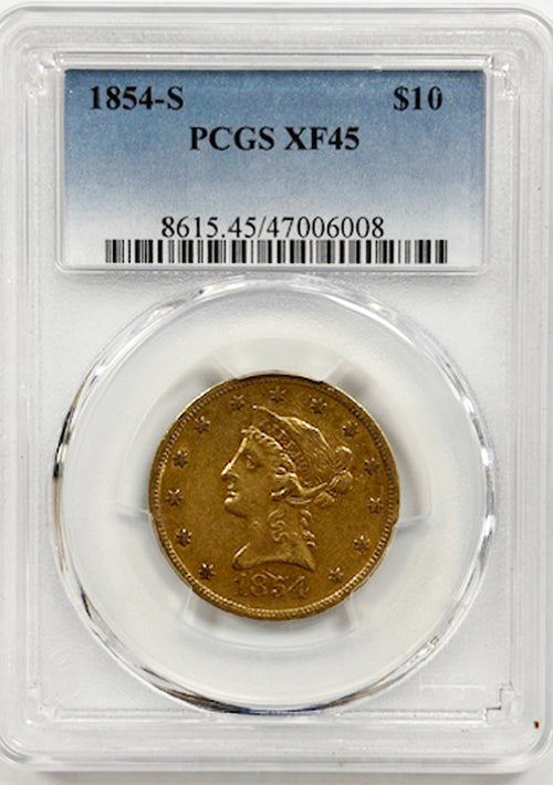1854-S $10 PCGS XF45