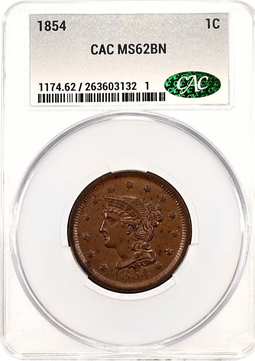 1854 1C Braided Hair CAC MS62BN