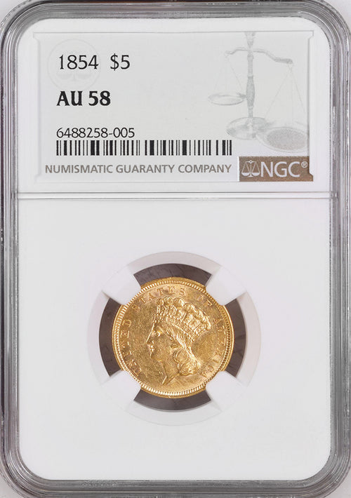 1854 $3 Gold Indian Princess Head NGC AU58 Incorrect Label