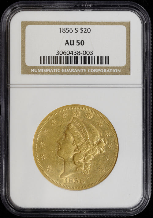 1856-S $20 Gold Lliberty NGC AU50