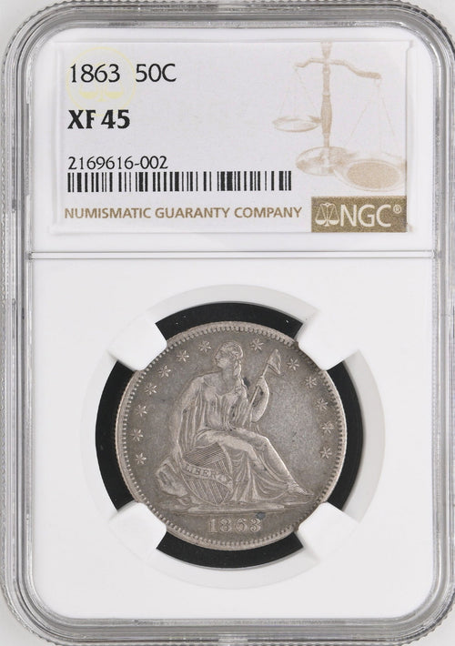 1863 50C Seated Liberty NGC XF45