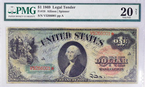 Series 1869 $1 Legal Tender Fr.18 PMG VF20