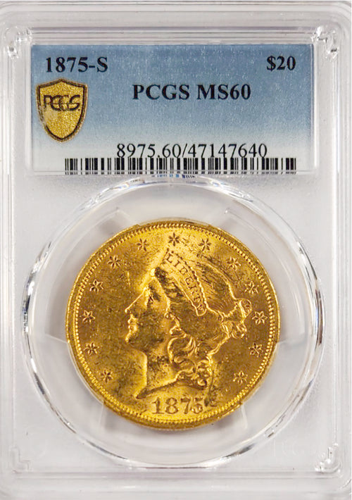 1875-S $20 Gold Liberty PCGS MS60