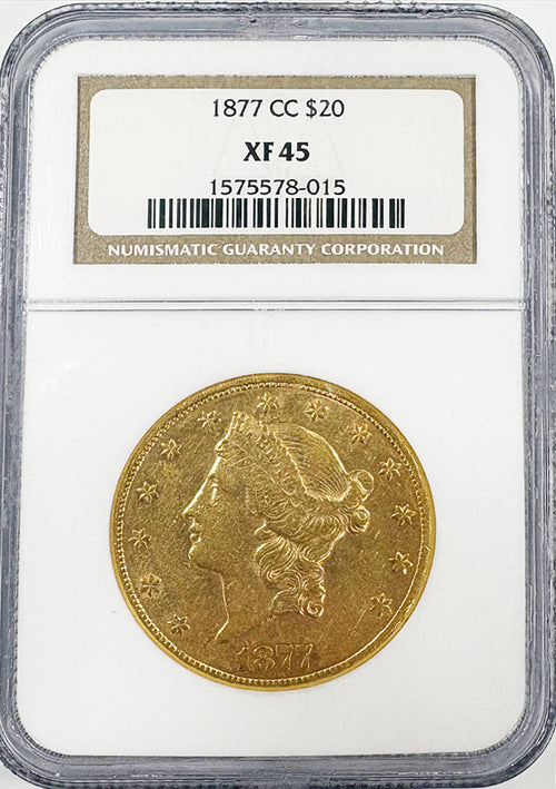 1877-CC $20 Gold Liberty NGC XF45